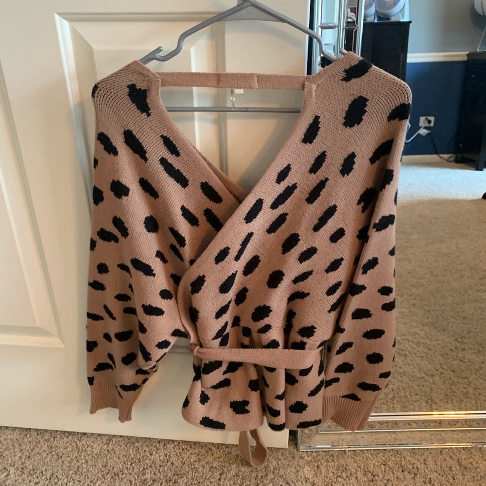 Brown With Black Polka Dot Sweater